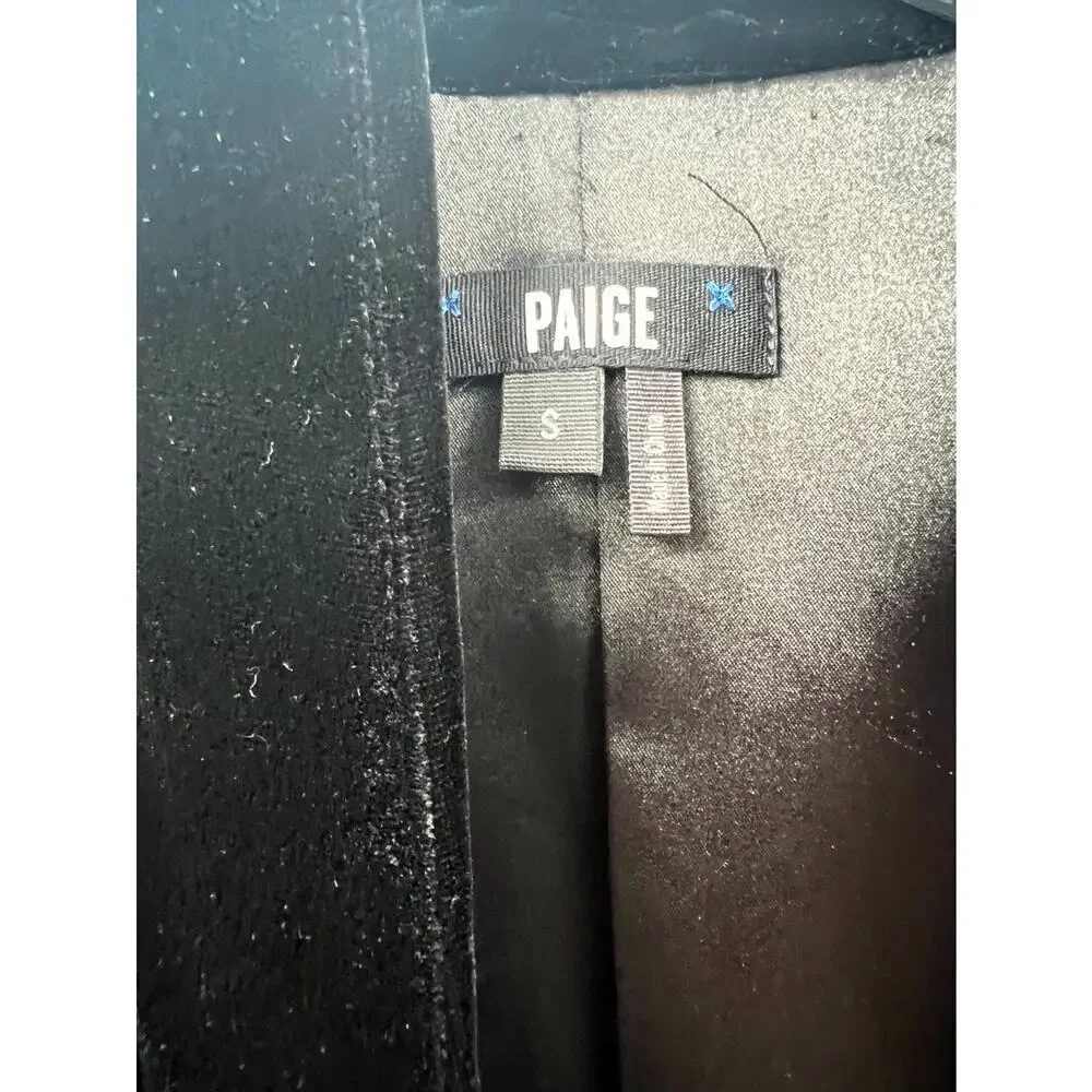 Paige Women's Black Solid Velvet Double Breasted Snap Front Jacket Small
